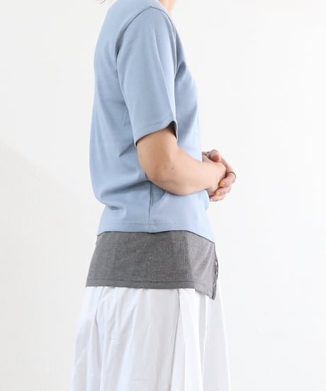レイヤード風 半袖Tシャツ レディース 綿混 切替デザイン トップス / LAYERED STYLE T-SHIRTS
