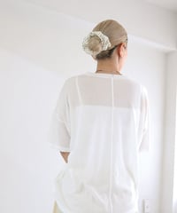 シアー切替 ビッグTシャツ レディース オーバーサイズ 半袖 ROUGH -TEE