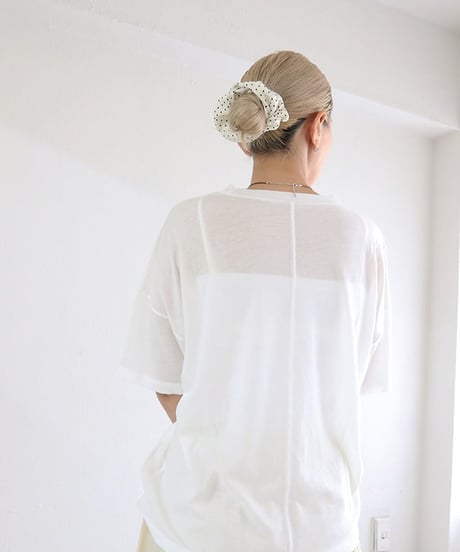シアー切替 ビッグTシャツ レディース オーバーサイズ 半袖 ROUGH -TEE