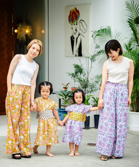 【MWEZI by ZURIsol 沖縄 レディースファッション 通販/親子/ペアルック】ブロックプリント リラックスパンツ Pants (BM5404)