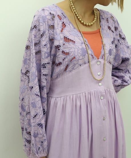 カットワークマキシワンピース Cardigan Dress (4S36004E)DAZZLE