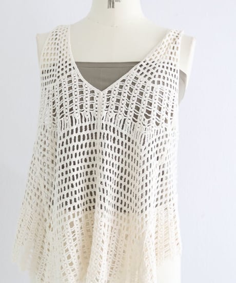 クロッシュメッシュ セットタンクトップ / Crocheted Mesh Set Tank Top