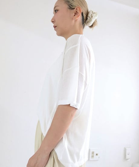 シアー切替 ビッグTシャツ レディース オーバーサイズ 半袖 ROUGH -TEE