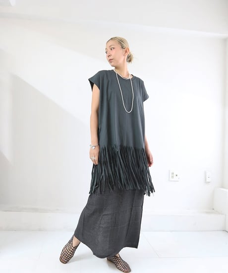 フリンジトップス レディース ロング丈 綿100% FRINGE TOPS