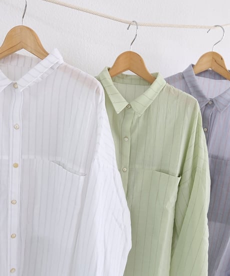 ストライプシャツ レディース コットン100% オーバーサイズ 長袖ブラウス / STRIPE COTTON BLOUSE