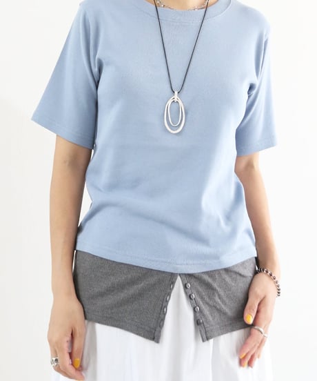 レイヤード風 半袖Tシャツ レディース 綿混 切替デザイン トップス / LAYERED STYLE T-SHIRTS