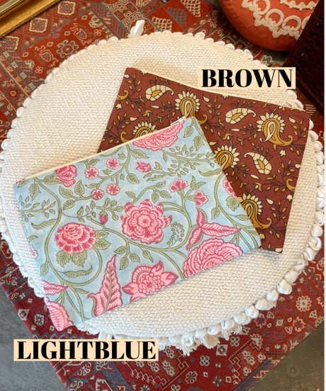MWEZI ブロックプリント コスメポーチ BLOCK PRINT POUCH