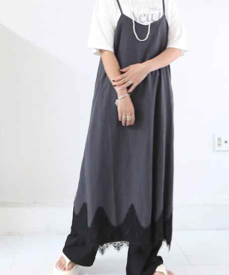レースキャミワンピース レディース ロングワンピース 重ね着 レイヤード / HEM LACE CAMI DRESS