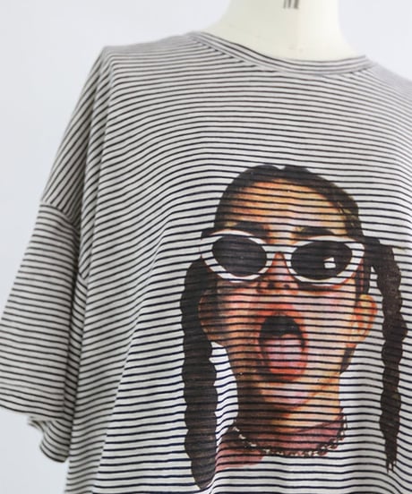 ボーダー GIRL プリント Tシャツ レディース オーバーサイズ 半袖 ボーダー【MWEZI by ZURIsol 沖縄 セレクトショップ 通販】