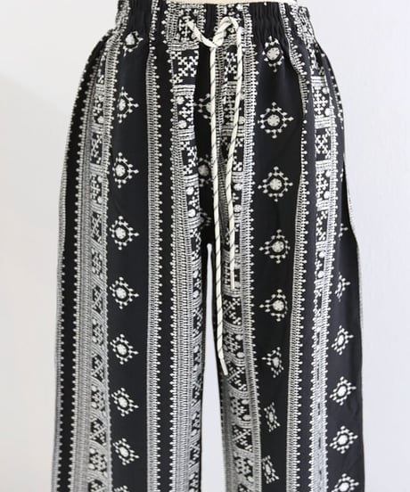 エスニックプリントワイドパンツ レディース / embroidery print pants