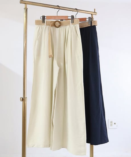 ベルト付きドレープワイドパンツ / rattan pants