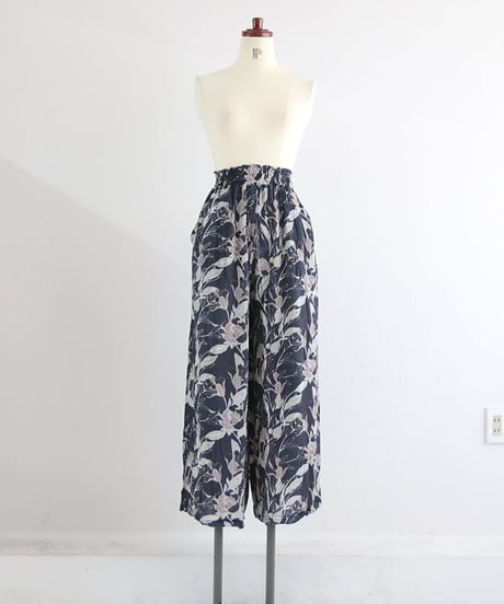 花柄ワイドパンツ レディース レーヨン100% イージーパンツ / FLOWER PANTS