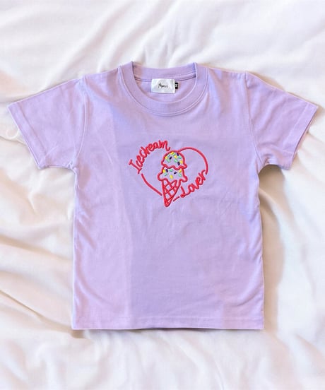 【MWEZI by ZURIsol 沖縄 子供服/キッズ ファッション/ペアルック】 Icecream Lover 刺繍Tシャツ 親子リンクコーデ対応(Kids)