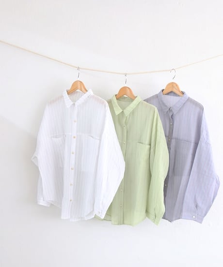 ストライプシャツ レディース コットン100% オーバーサイズ 長袖ブラウス / STRIPE COTTON BLOUSE