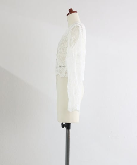 刺繍レースカーディガン レディース 長袖 羽織り / Mesh embroidered cardigan