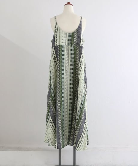 エスニック柄 ラインキャミワンピース / Ethnic line camisole dress