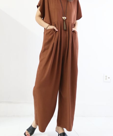 タック サロペット レディース オールインワン ワイドパンツ レーヨン混【MWEZI by ZURIsol 沖縄・宜野湾 セレクトショップ 通販】
