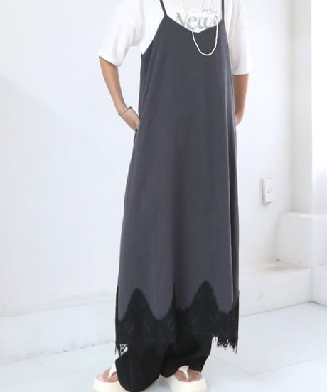 レースキャミワンピース レディース ロングワンピース 重ね着 レイヤード / HEM LACE CAMI DRESS