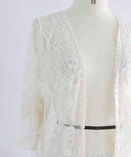 メッシュ刺繍ガウン / Mesh embroidered gown