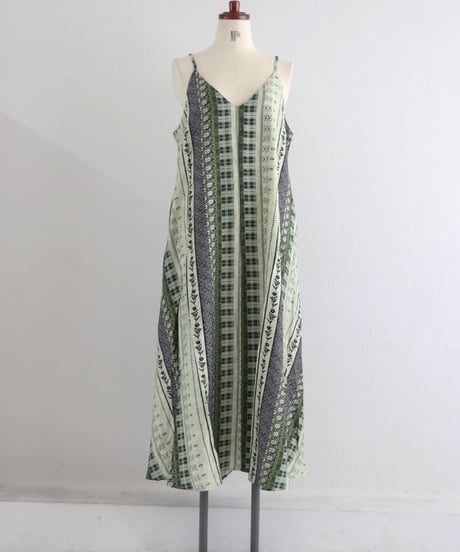 エスニック柄 ラインキャミワンピース / Ethnic line camisole dress