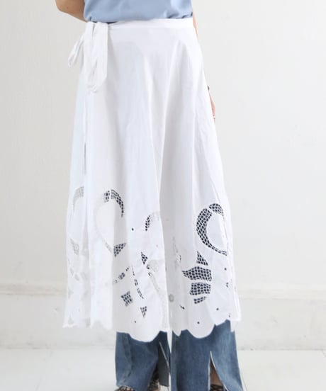 カットワークレース ロングスカート レディース コットン100% フレアスカート / CUT WORK CIRCULAR SKIRT