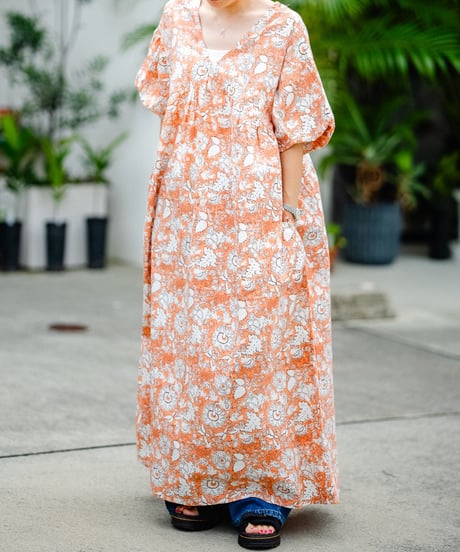 MWEZI ブロックプリント 2WAY ワンピース レディース Dress(BM5408）