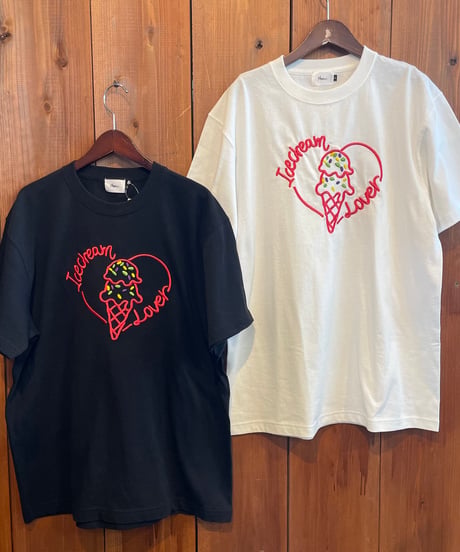 MWEZI Icecream Lover 刺繍Tシャツ レディース 半袖Tシャツ 親子リンクコーデ対応(Adult)MZ03