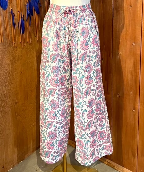 【MWEZI by ZURIsol 沖縄 レディースファッション 通販/親子/ペアルック】ブロックプリント リラックスパンツ Pants (BM5404)