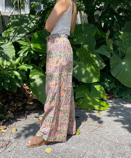 【MWEZI by ZURIsol 沖縄 レディースファッション 通販/親子/ペアルック】ブロックプリント リラックスパンツ Pants (BM5404)