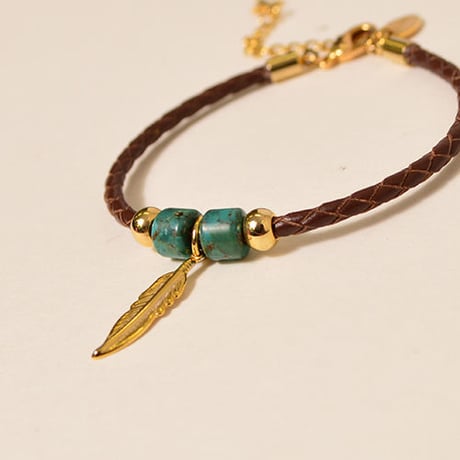 Leather turquoise bracelet