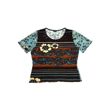 【USED】00s isabal D. Y2K FLOWER PATTERN KNIT TOP