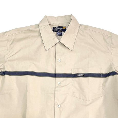 【DEAD STOCK】00'S STUSSY LINE DESIGN SHIRT BEIGE