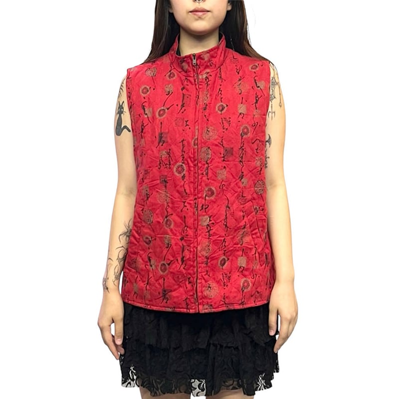 USED】90's CHICO'S DESIGN KANJI VEST | KONBINI