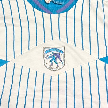 【USED】80's hummel Figure Skating Color Block Pinstripe Panel Sweatshirt