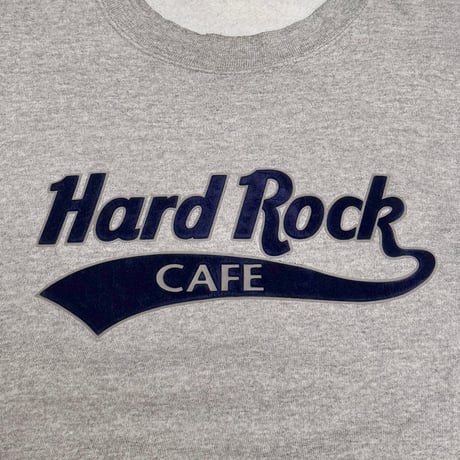 【USED】90's Hard Rock Cafe Honolulu Flock Print Sweatshirt Made in USA