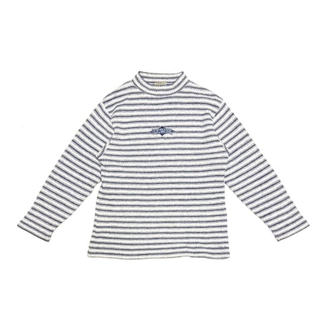 【USED】90's OFFSHORE Newport Beach Loop Knit Border Mock Neck Surf Knit