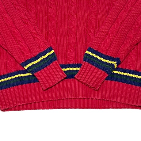 【USED】90's OLD GAP PREPPY V-NECK COTTON KNIT SWEATER