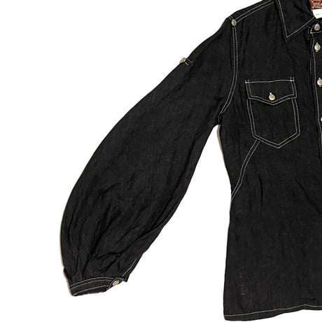 【USED】90's Gaultier Jeans LANTERN SLEEVE LINEN SHIRT BLACK