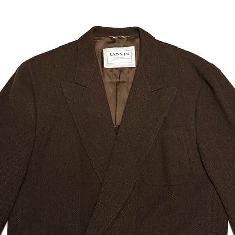 【USED】80's LANVIN Studio Brown Herringbone Double-Breasted Wool Jacket