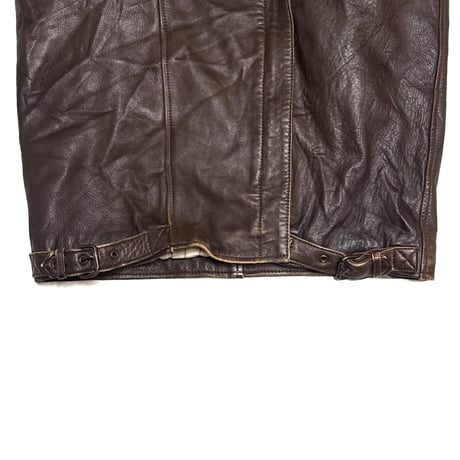 【USED】80's Vision Asymmetric High-Neck Leather Coat Sheep Nappa