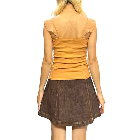 【USED】00'S CHIFFON × RIB CAMISOLE OCHER