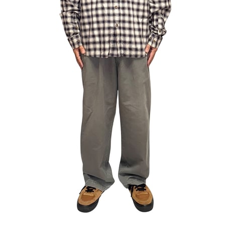 【USED】90's DOCKERS Two Tuck Wide Chino Pants Faded Gray Made in USA