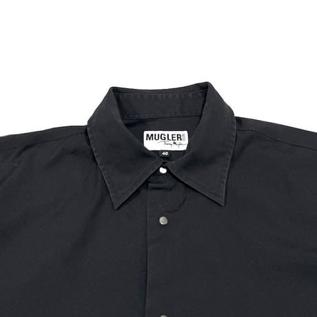 【USED】80'S-90'S MUGLER MEN SNAP BUTTON SHIRT BLACK SIZE:40