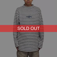 【USED】90's OFFSHORE Newport Beach Loop Knit Border Mock Neck Surf Knit