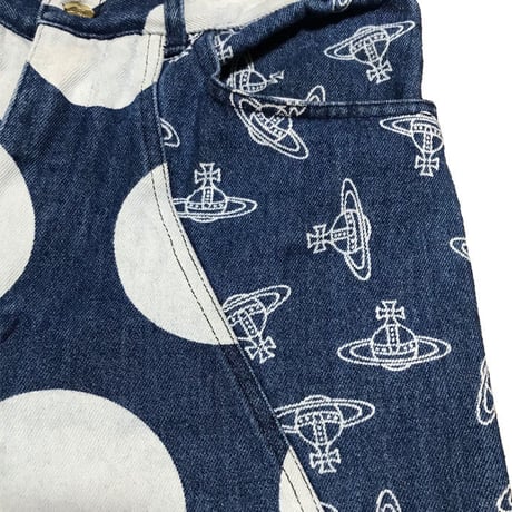 【USED】80'S VIVIENNE WESTWOOD ORB × SPOT DENIM PANTS