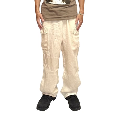 【USED】00's GAP JEANS Wide-Leg Linen Cargo Pants Off-White