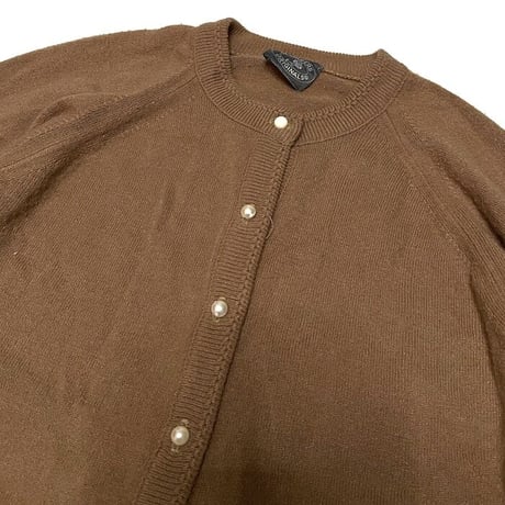 【USED】80'S PEARL LIKE BUTTON KNIT CARDIGAN BROWN