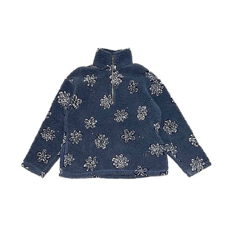 【USED】90's-00's L.L.Bean FLOWER PATTERN PULLOVER FLEECE JACKET