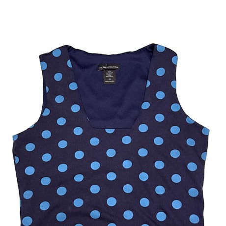 【USED】00's MODA INTERNATIONAL Polka Dot Square Neck Tank Made in USA