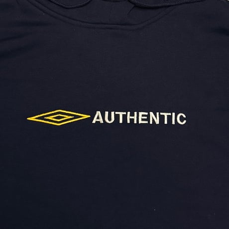 【USED】00's UMBRO AUTHENTIC Logo Hoodie Navy × Yellow